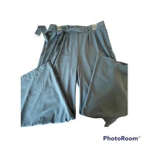 TORRID BLUE GRAY/TEAL CREPE TIE FRONT WIDE LEG PANT